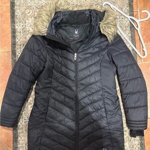 Spyder Women's Black Ski Jacket with Faux Fur Hood